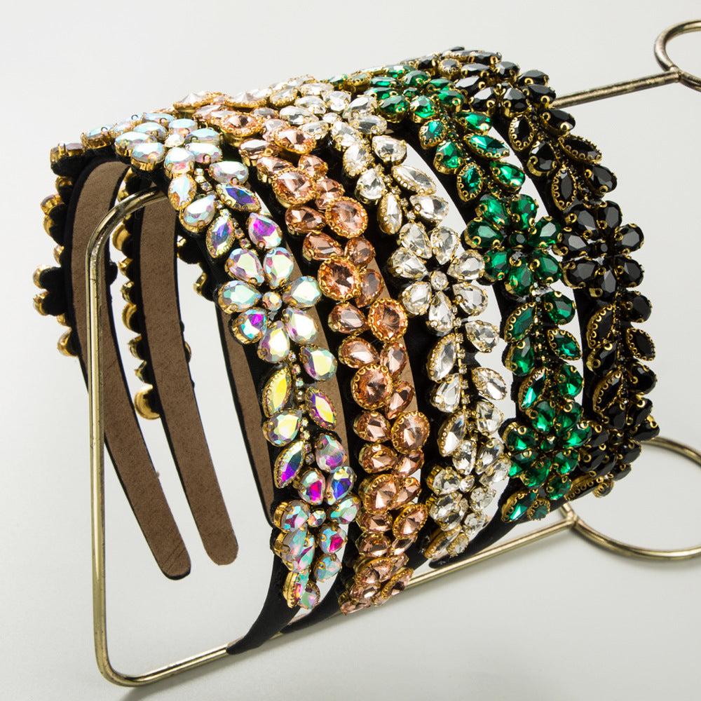 And Ming headbands, European and American new retro baroque full drill hoops, temperament, high-quality thin edges, party pressed hair accessories