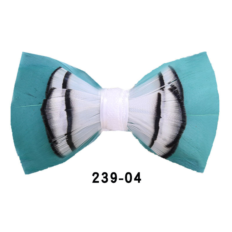 239 khaki gray feather men's bow tie men's wedding bow tie men's bow tie pink collar flower tie