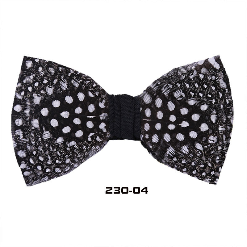 230 Black and White Classic Pearl Polka Dot Feather Best Man Group Pot Butterfly Wedding Bow Tie Shirt Collar Flower