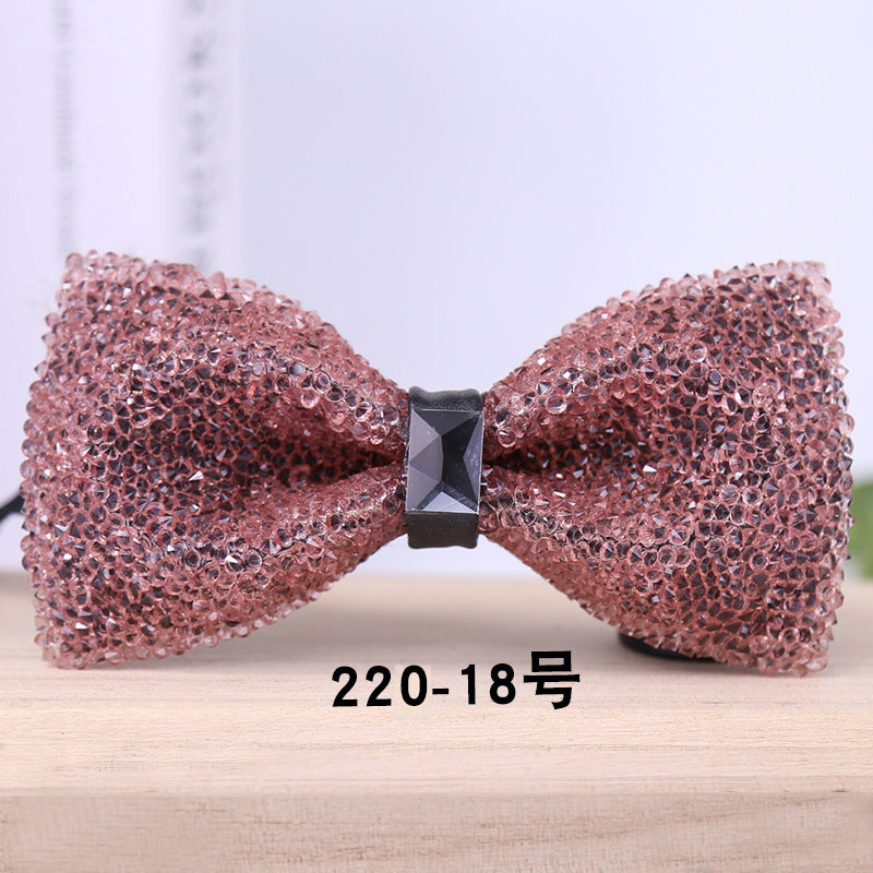 multi-color bow tie crystal starry rhinestone banquet nightclub super flash diamond wedding groom clay collar