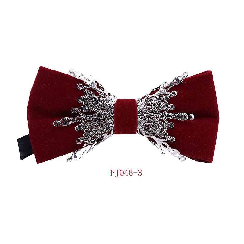 Men's Business Korean Bow Tie Men's Wedding Shirt Dress Red Metal Hardware Bow Multicolor