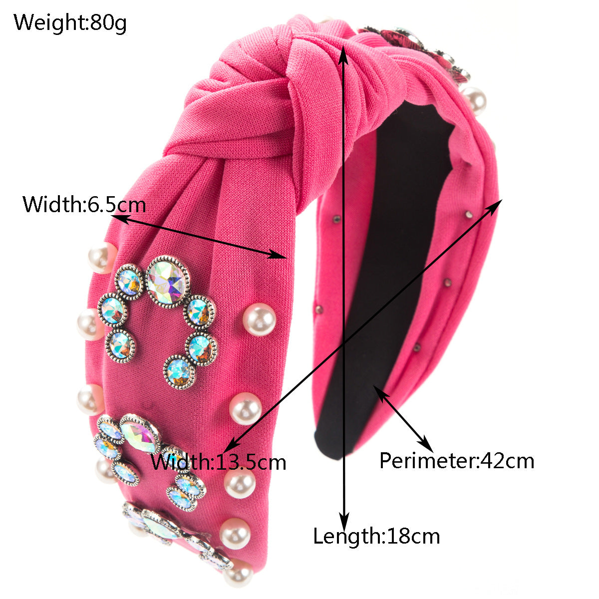 European and American new bohemian fabric headbands, high-quality beads, diamonds, knotted high skull, top and wide brim retro hair accessories