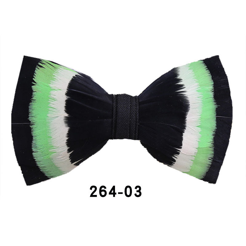 264 Colorful Feather Bow Tie Men's Wedding Banquet Clay Suit Accessories Shirt with Box Bow