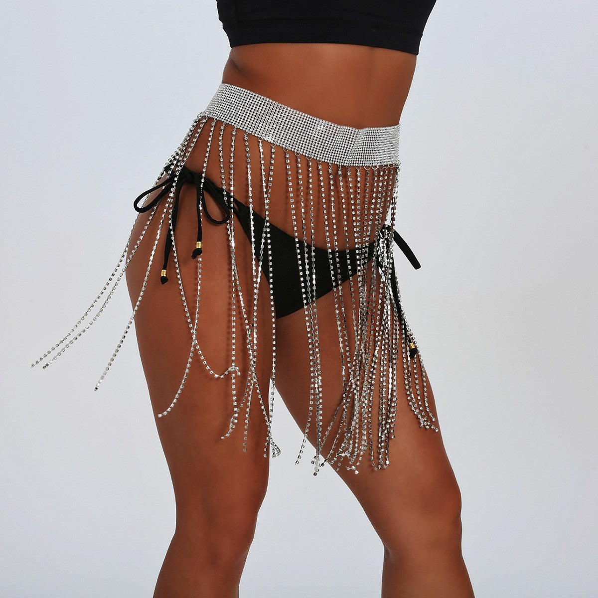 New European and American cross-border jewelry, sexy exaggerated nightclub super flash waist chain, women's full of diamonds, tassels, and versatile body chains