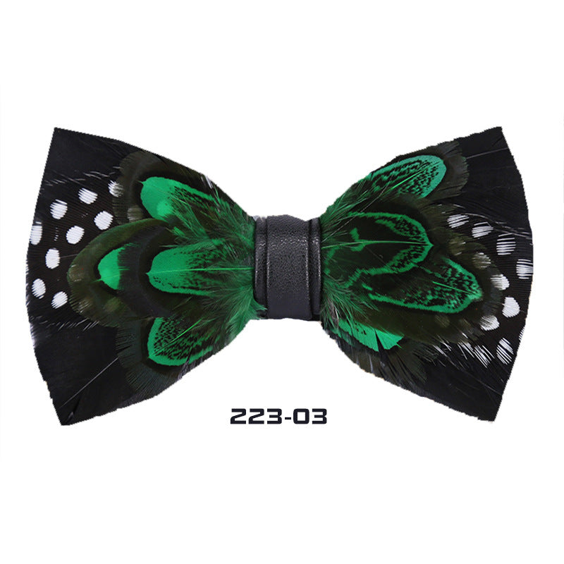 223 male bow tie red feather bird feather banquet nightclub wedding groom clay pot wedding banquet bow