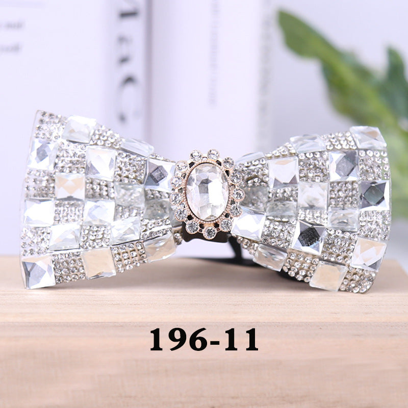 196 rectangular blue crystal bow tie male wedding party suit suit formal dress collar flower man crystal bow