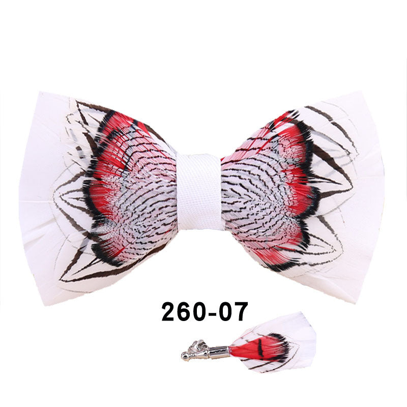 260 colorful feather bow tie men's wedding banquet clay suit accessories shirt with box bow