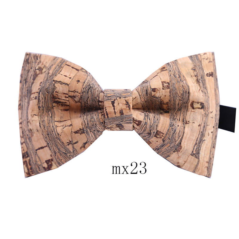 Men's Wood Grain Bow Tie Casual Sawdust Bow Wedding Show Host Shirt Dress Formal Wear Collar Flower