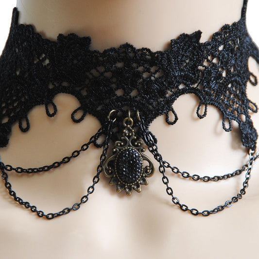 2024 European and American New Arrivals Gothic Retro Lace Necklace European and American Holiday Dress Chokers False Collar Jewelry Wholesale