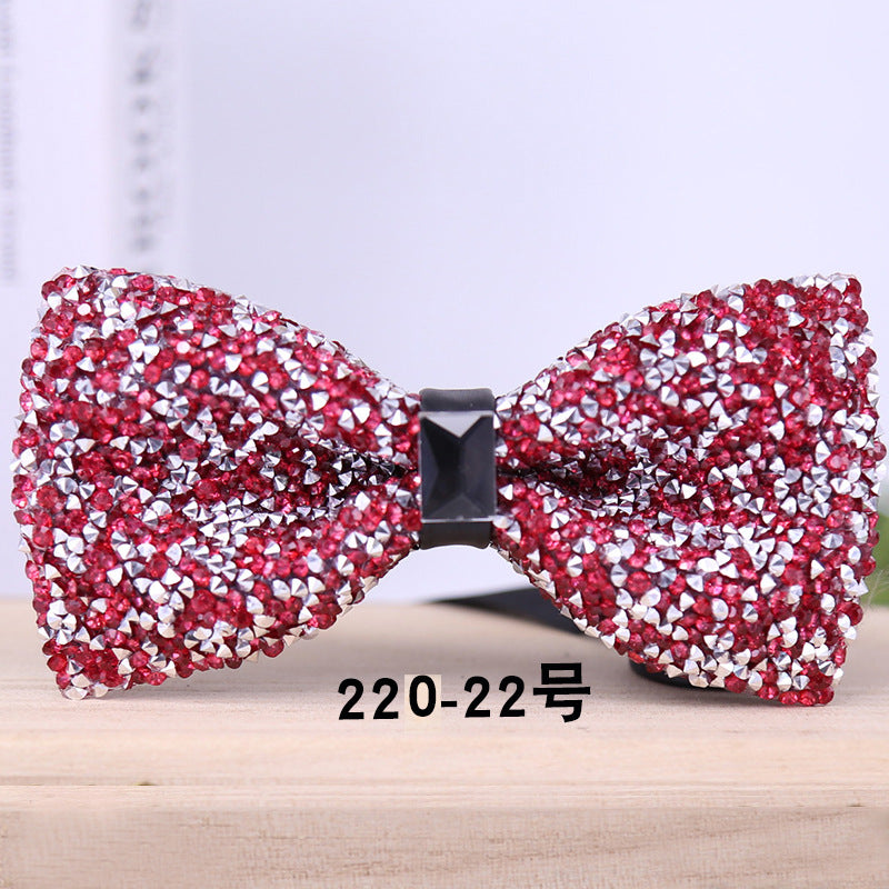 multi-color bow tie crystal starry rhinestone banquet nightclub super flash diamond wedding groom clay collar