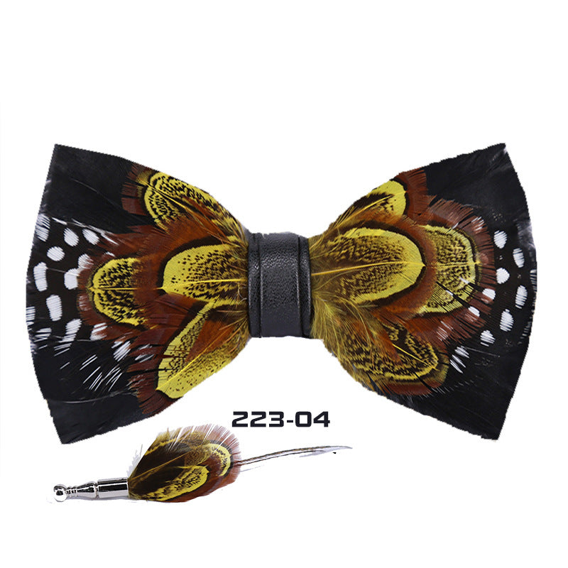 223 male bow tie red feather bird feather banquet nightclub wedding groom clay pot wedding banquet bow