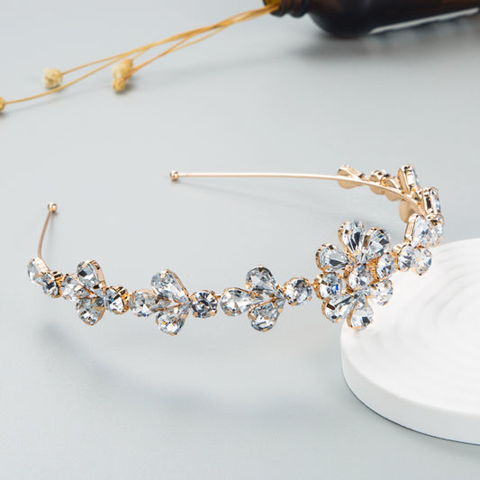 Heming headband, fashion ins, alloy inlaid with diamonds, glass diamonds, floral headbands, Korean version of thin-edged metal gorgeous headbands