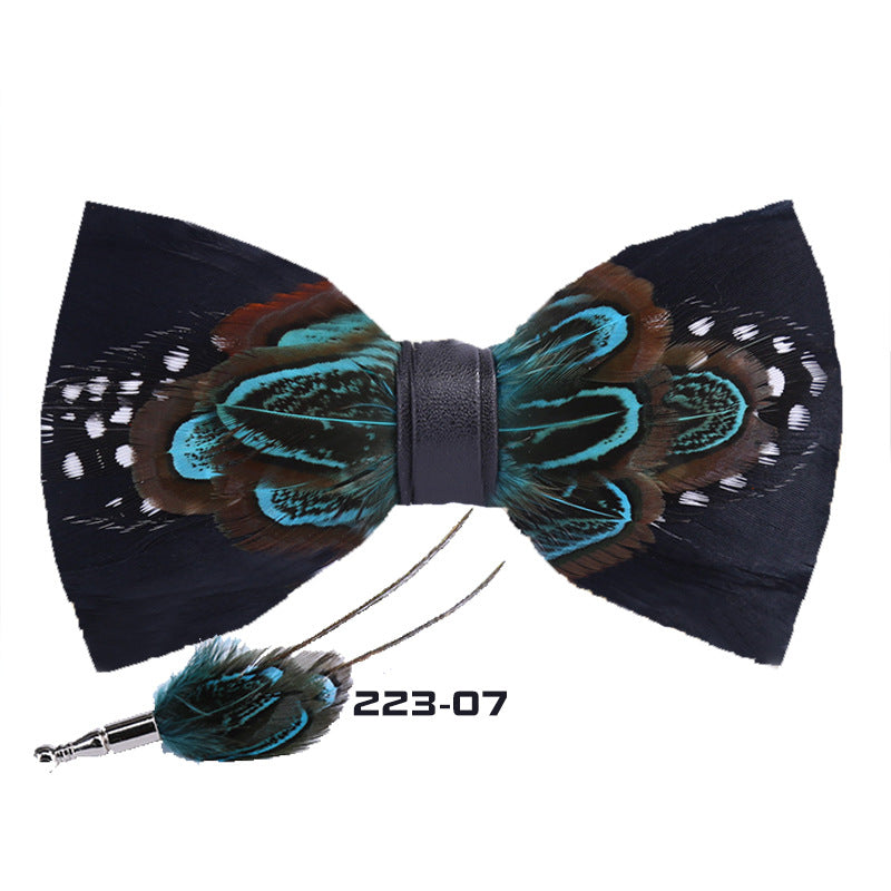 223 male bow tie red feather bird feather banquet nightclub wedding groom clay pot wedding banquet bow