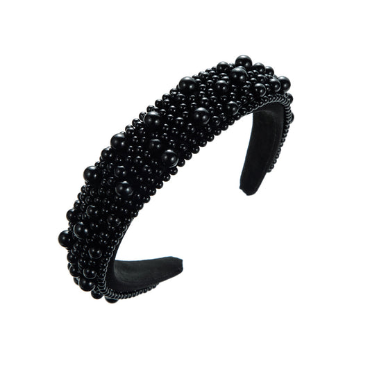 Heming headbands, European and American cross-border sponge pearl hair accessories, women's handmade beads, high-quality sense of wide edge, fashionable and versatile headbands