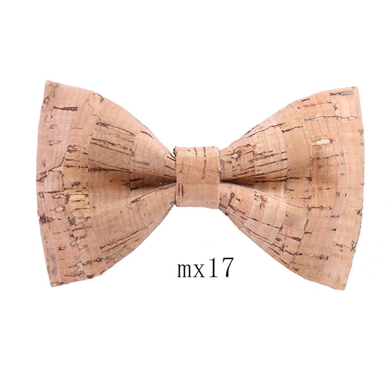 Men's Wood Grain Bow Tie Casual Sawdust Bow Wedding Show Host Shirt Dress Formal Wear Collar Flower
