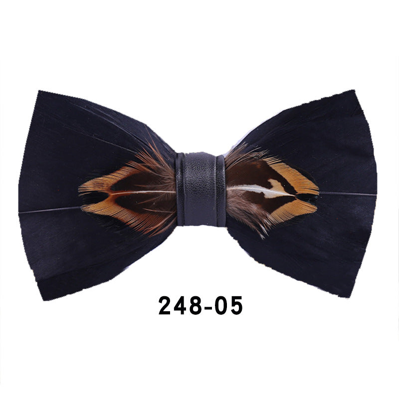 248 black feather man presided over the party, groom, groomsmen, children, flower girls, bow ties, and flower ties