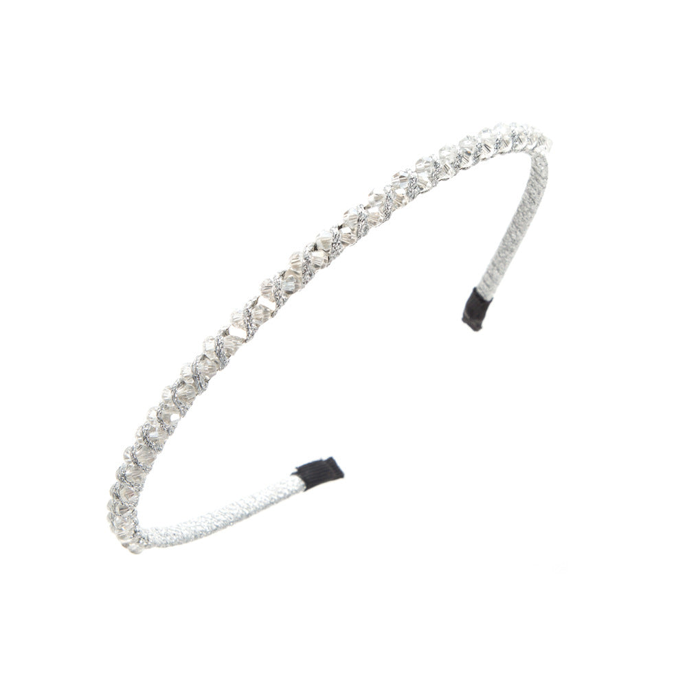 Cross-border supply: super flash crystal, hand-woven beaded, fine-edged headband, Korean version, sweet fashion and versatile hair accessories wholesale