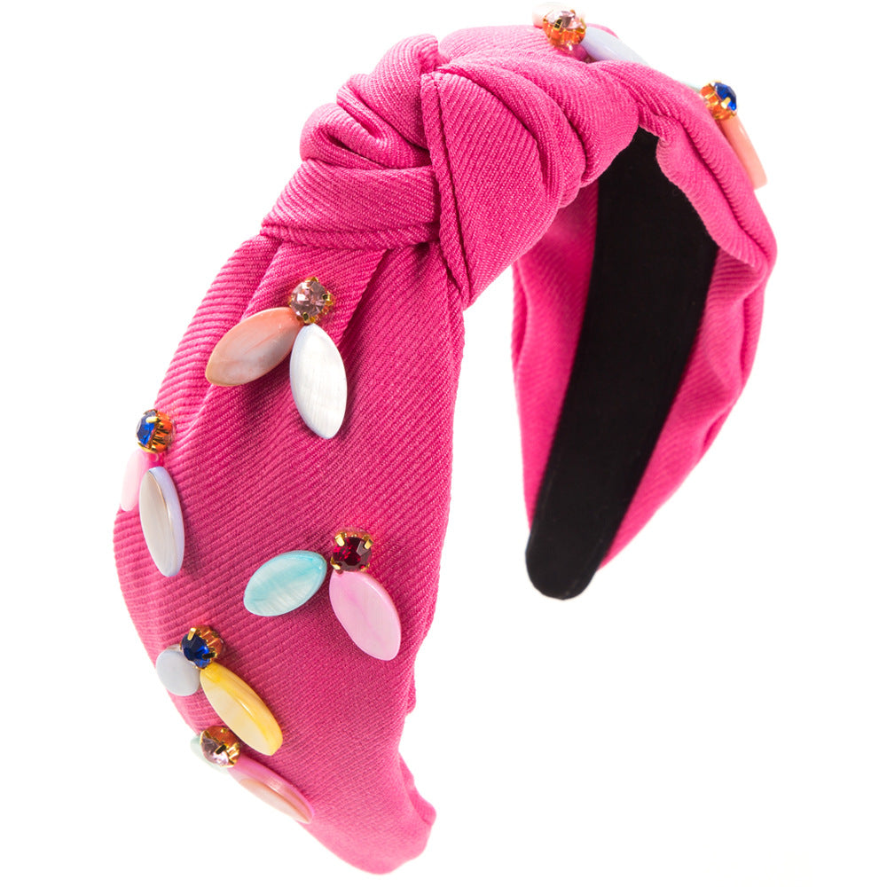 European and American fashion new diamond-studded resin headbands, creative personality, sweet and cool fabric, knotted colored headbands, cross-border supply