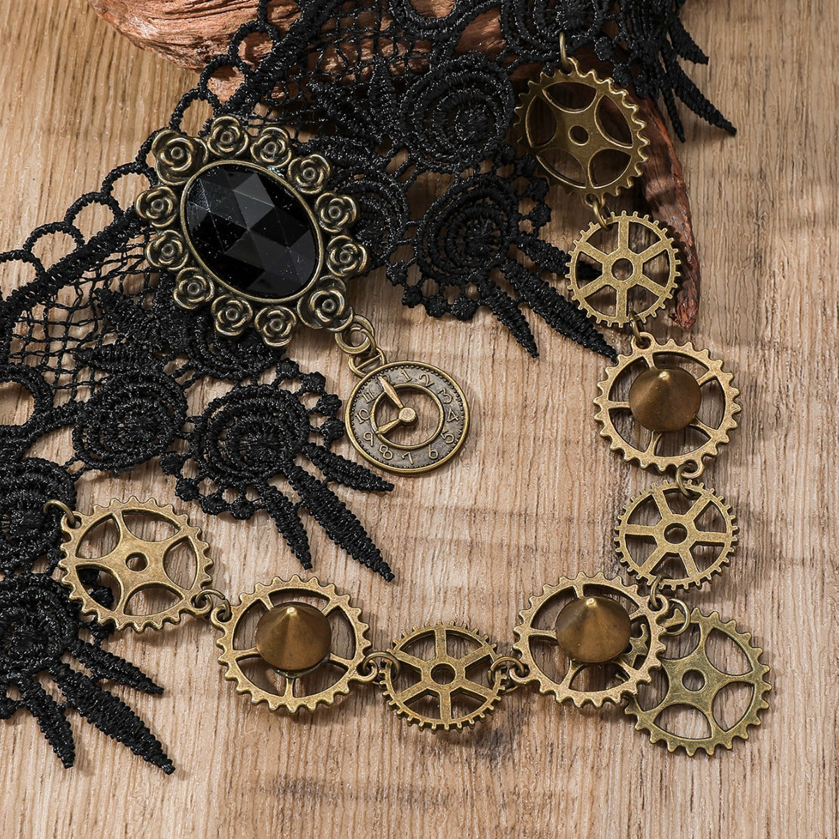 New retro style steam engine gear lace necklace exaggeration foreign trade item jewelry wholesale necklace non-mainstream