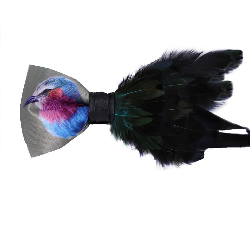 feather handmade bow tie men's best man groom wedding dress bow business collar flowers