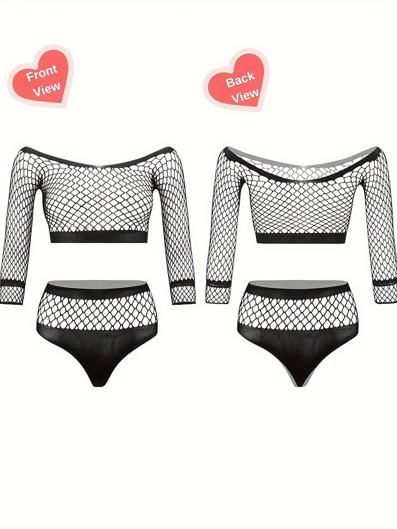Yue Die's new erotic lingerie set, mesh mesh hollow one-shoulder semi-permeable sexy fishnet two-piece set 9046