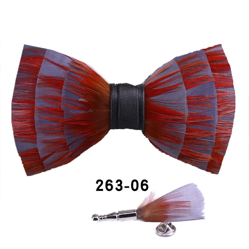 263 Gray Black Feather Bow Tie Men's Wedding Banquet Clay Suit Accessories Shirt With Box Bow