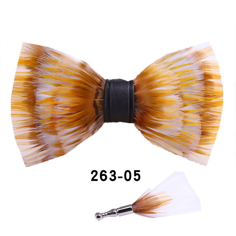 263 Gray Black Feather Bow Tie Men's Wedding Banquet Clay Suit Accessories Shirt With Box Bow