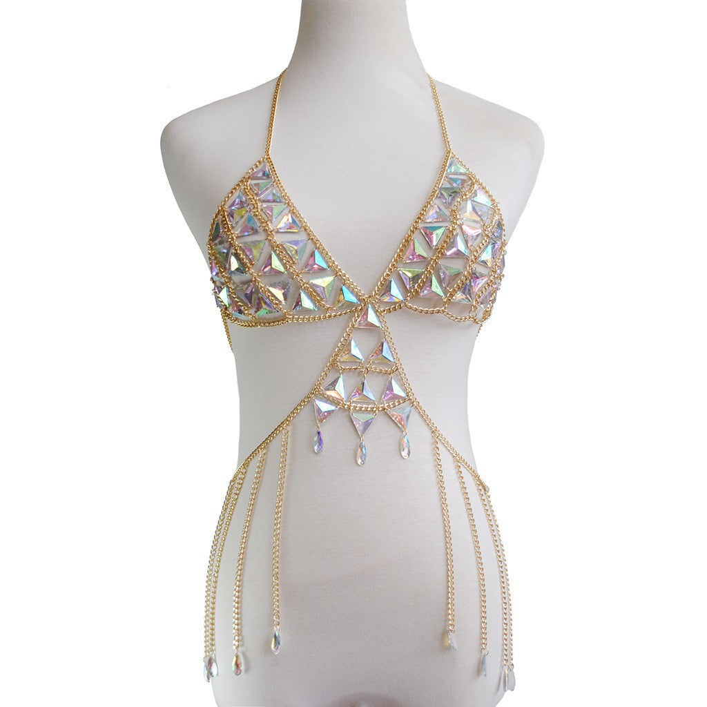 New European and American cross-border new accessories acrylic bra chain summer beach resort style bikini set body chain