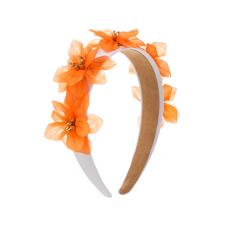 European and American fashion personality design three-dimensional resin flower headbands temperament lady elegant retro wide brim headband wholesale