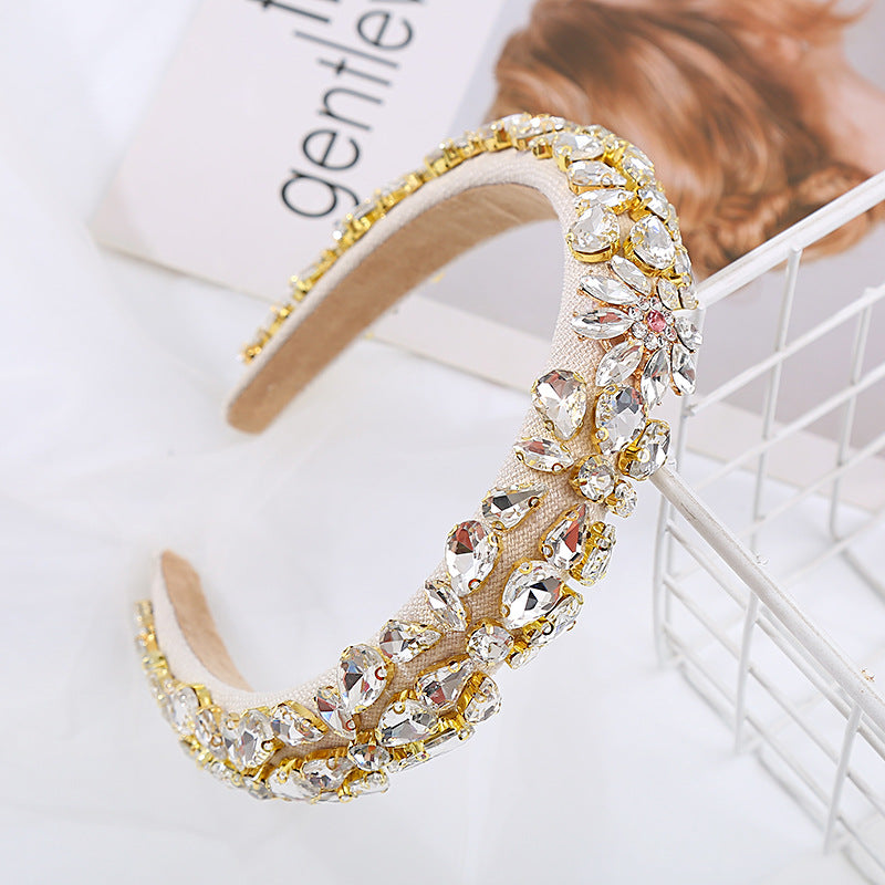 Heming headbands, European and American baroque full diamond sponge headbands, women's high-end wide version headbands, light luxury temperament hair accessories