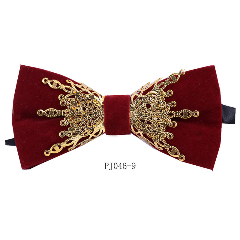 Men's Business Korean Bow Tie Men's Wedding Shirt Dress Red Metal Hardware Bow Multicolor