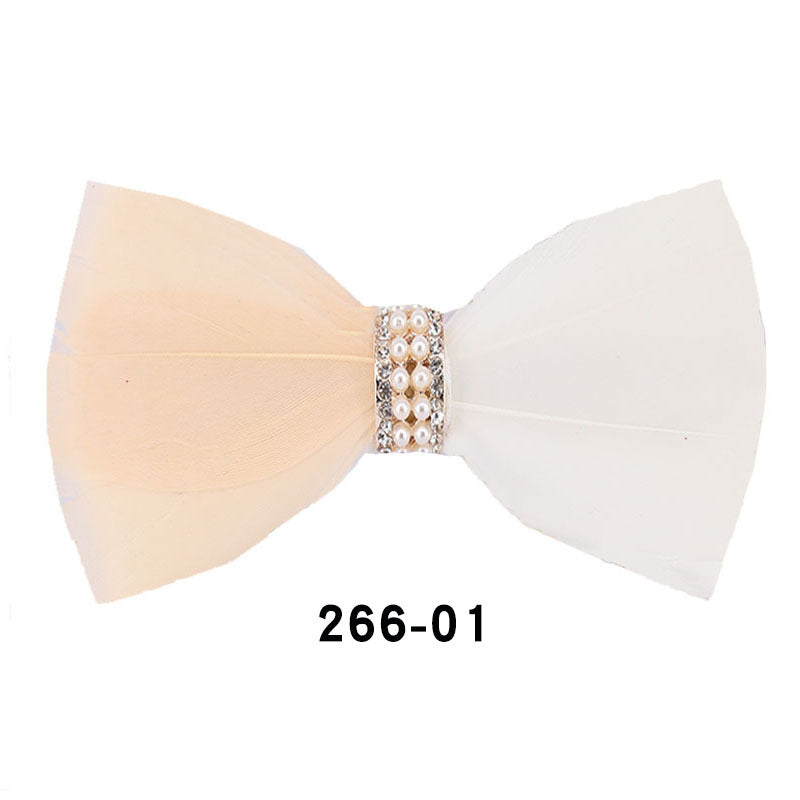 266 khaki feather male bow tie men and women wedding bow bow men's bow tie yellow white collar flower tie