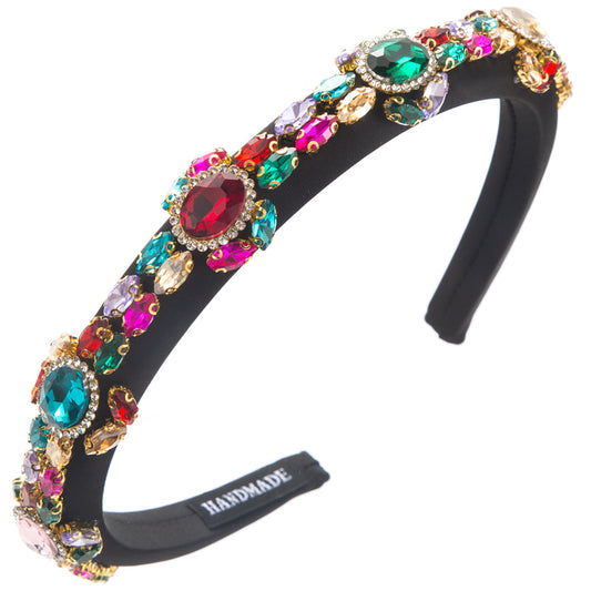 European and American new retro baroque headbands, women's sponges, thin edges, high-end temperament, full of diamonds, court headbands, headbands, hair accessories