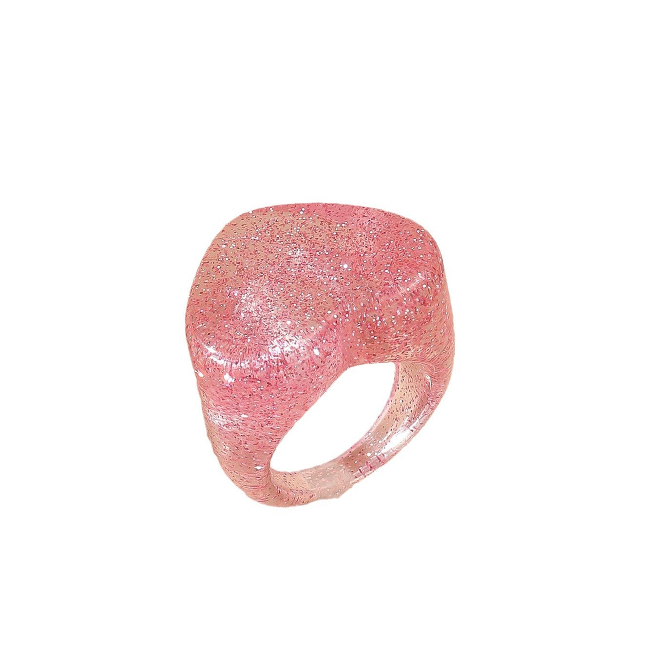 New glitter love resin sweet jewelry ring acrylic ring does not fade niche sense of luxury