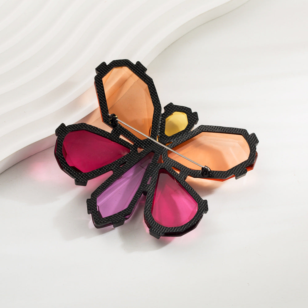 ZA exaggerated geometric polygonal transparent resin butterfly brooch European and American new fashion atmosphere acetate plate brooch