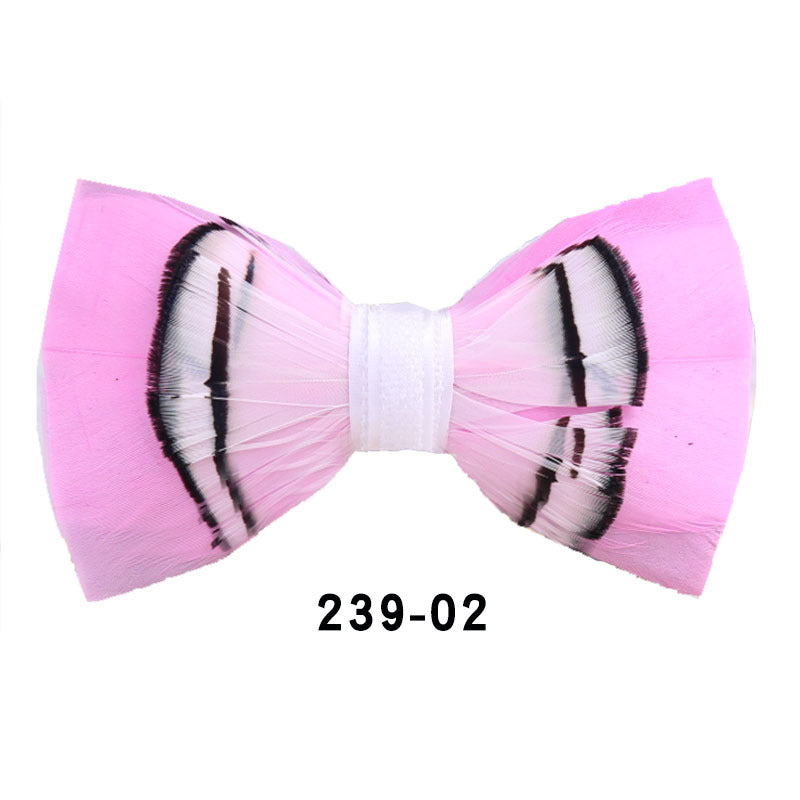 239 khaki gray feather men's bow tie men's wedding bow tie men's bow tie pink collar flower tie