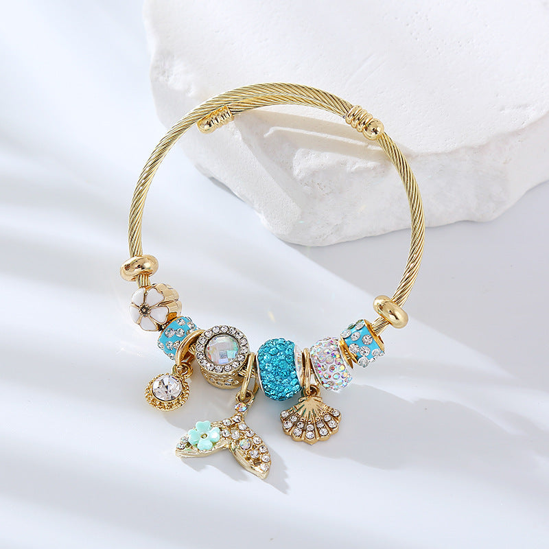 New stainless steel alloy gold bracelet women's high-end temperament simple bracelet personality versatile pendant bracelet batch