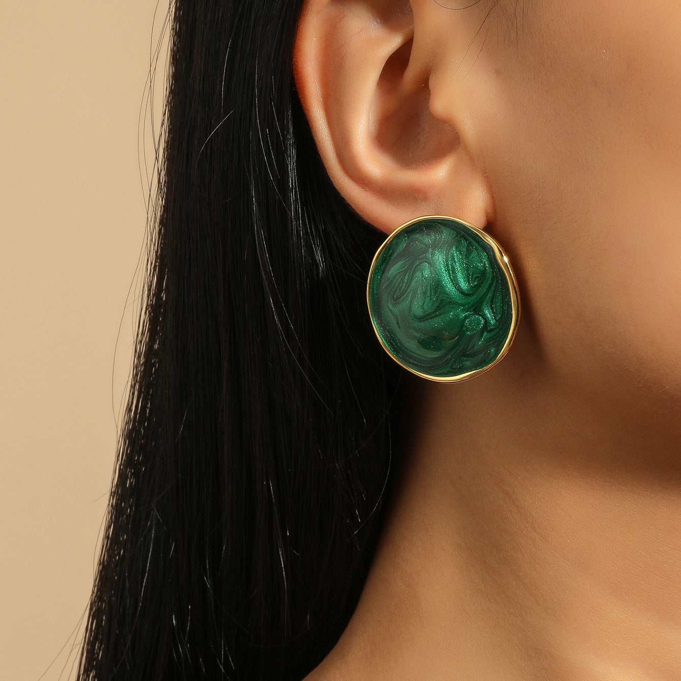 New jewelry: high-quality color glaze, irregular earrings, quicksand, color square studs, cold wind earrings