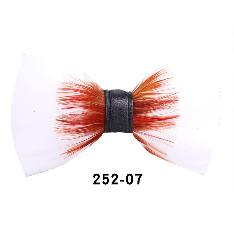 252 orange feather wedding groom best man butterfly wedding shirt man black bow tie shirt collar flower