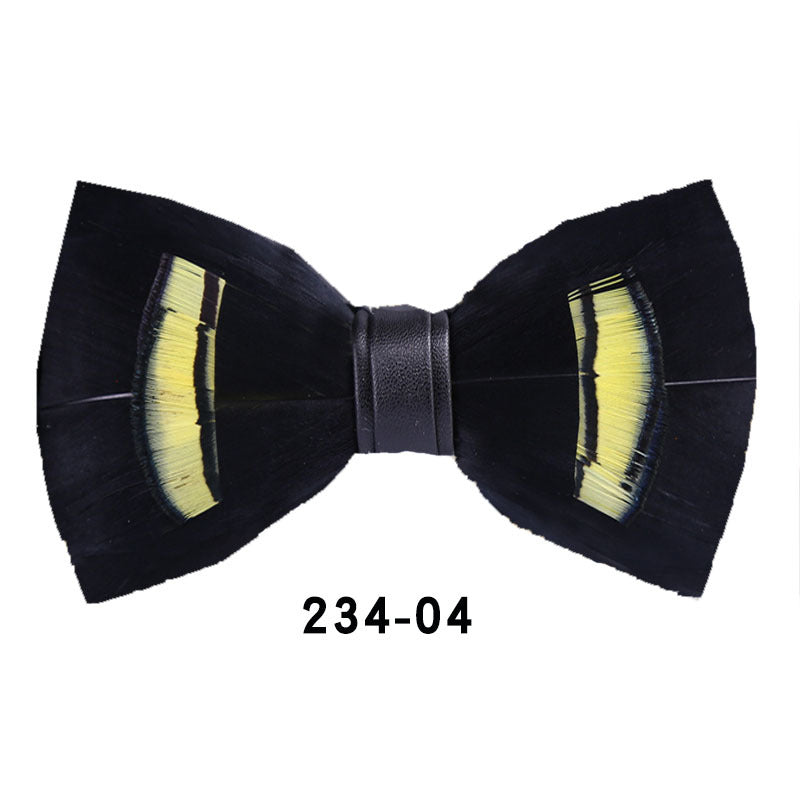 234 blue feather bow tie men's shirt groomsman group pot butterfly wedding host flower collar