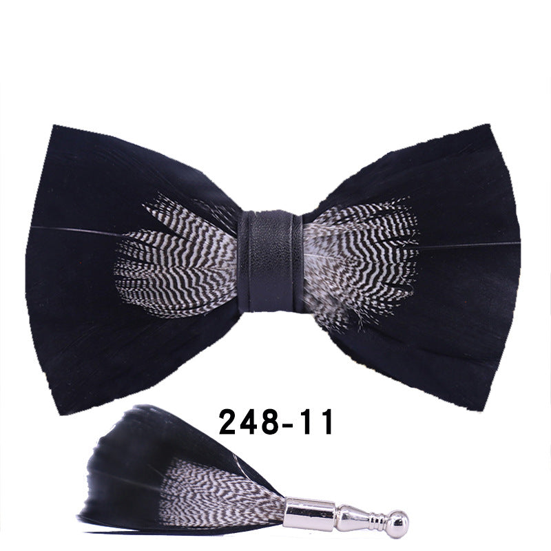 248 black feather man presided over the party, groom, groomsmen, children, flower girls, bow ties, and flower ties