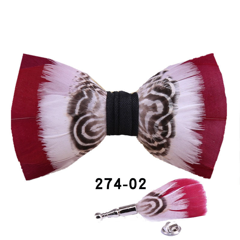 274 rose red feather male collar wedding banquet clay pot men's suit bow tie brooch bow