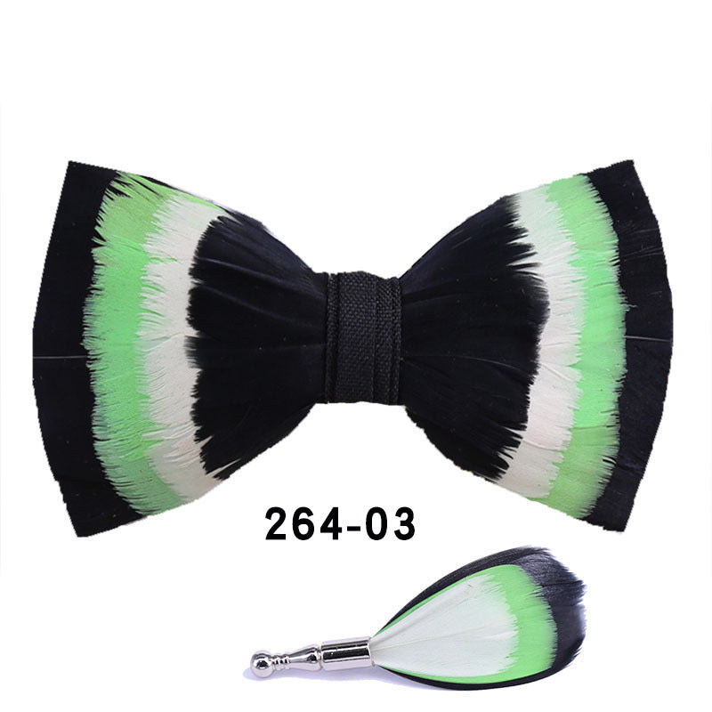 264 Colorful Feather Bow Tie Men's Wedding Banquet Clay Suit Accessories Shirt with Box Bow