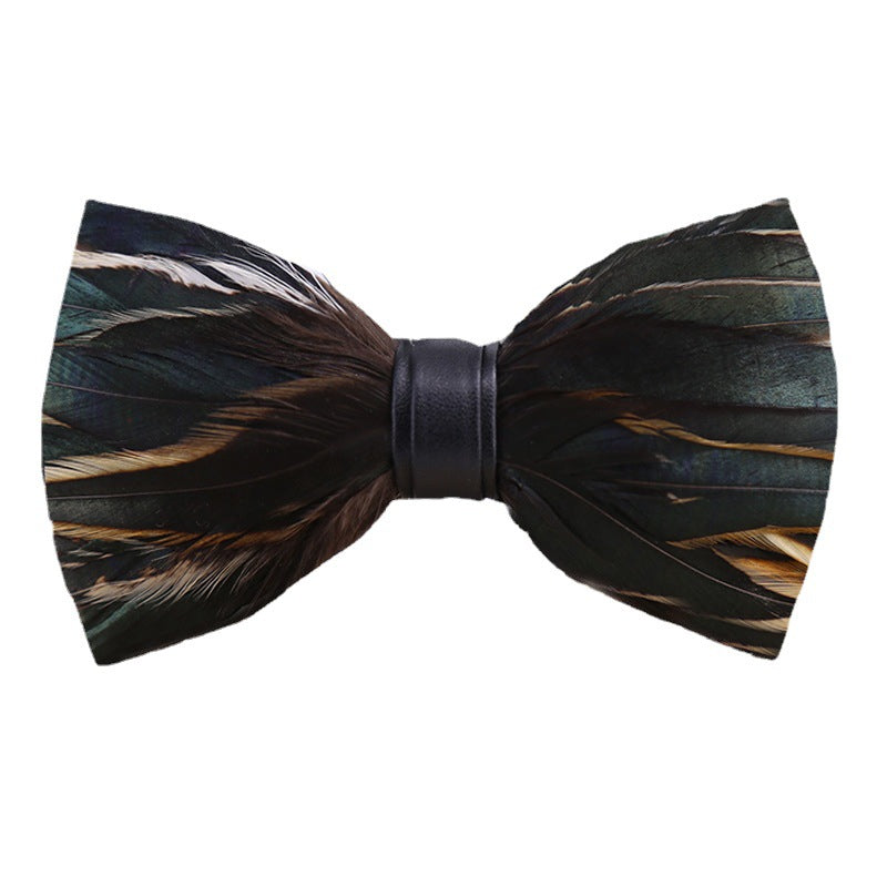 247 dark green feather man presided over the groom groomsmen group butterfly wedding celebration male bow tie flower tie spot