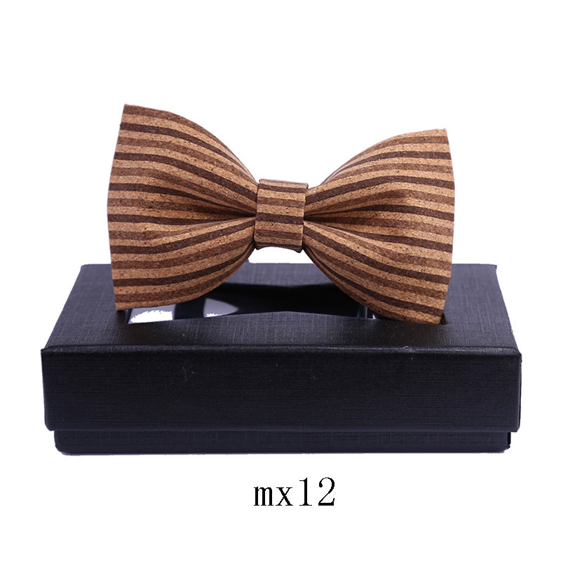 men's wood grain bow tie casual sawdust bow wedding dress host show shirt collar flower