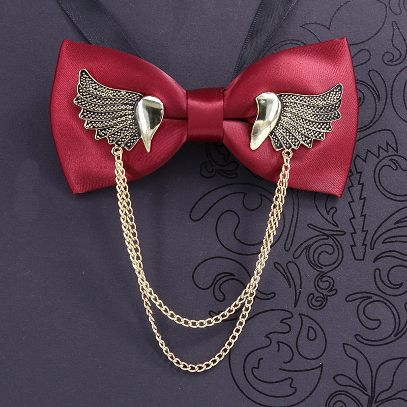 red with accessories classic suit bow tie men's wedding dress business banquet formal wear collar flower