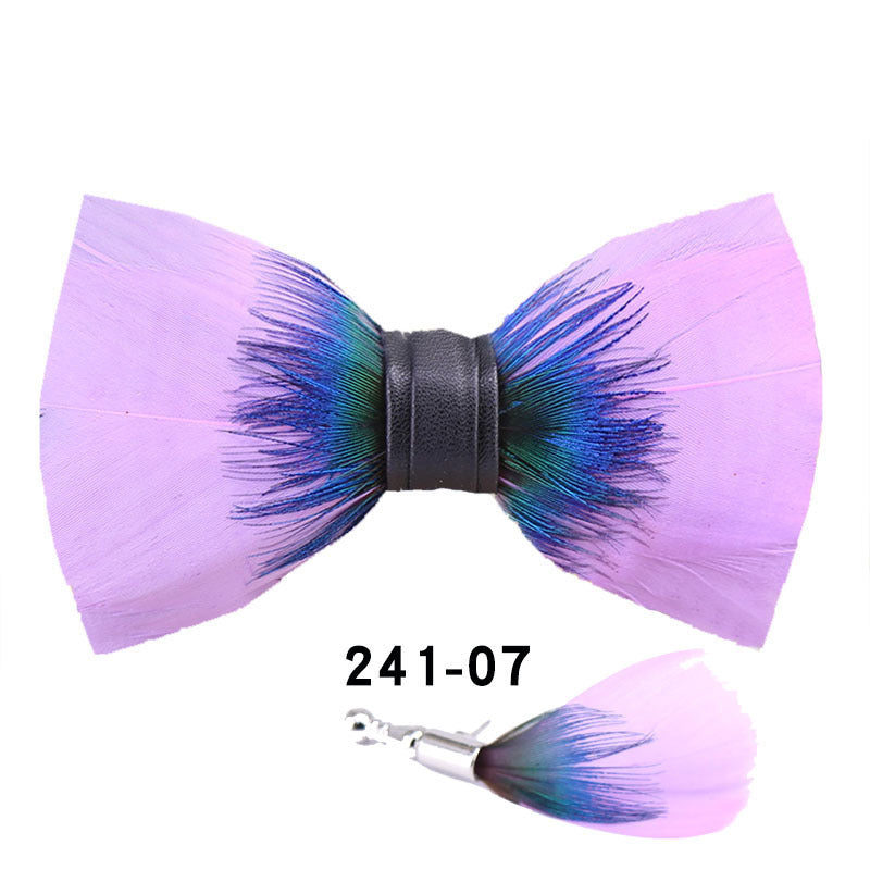 241 Peacock Blue Feather Man Hosts the Party Groom Groomsman Group Butterfly Wedding Bow Tie Spot