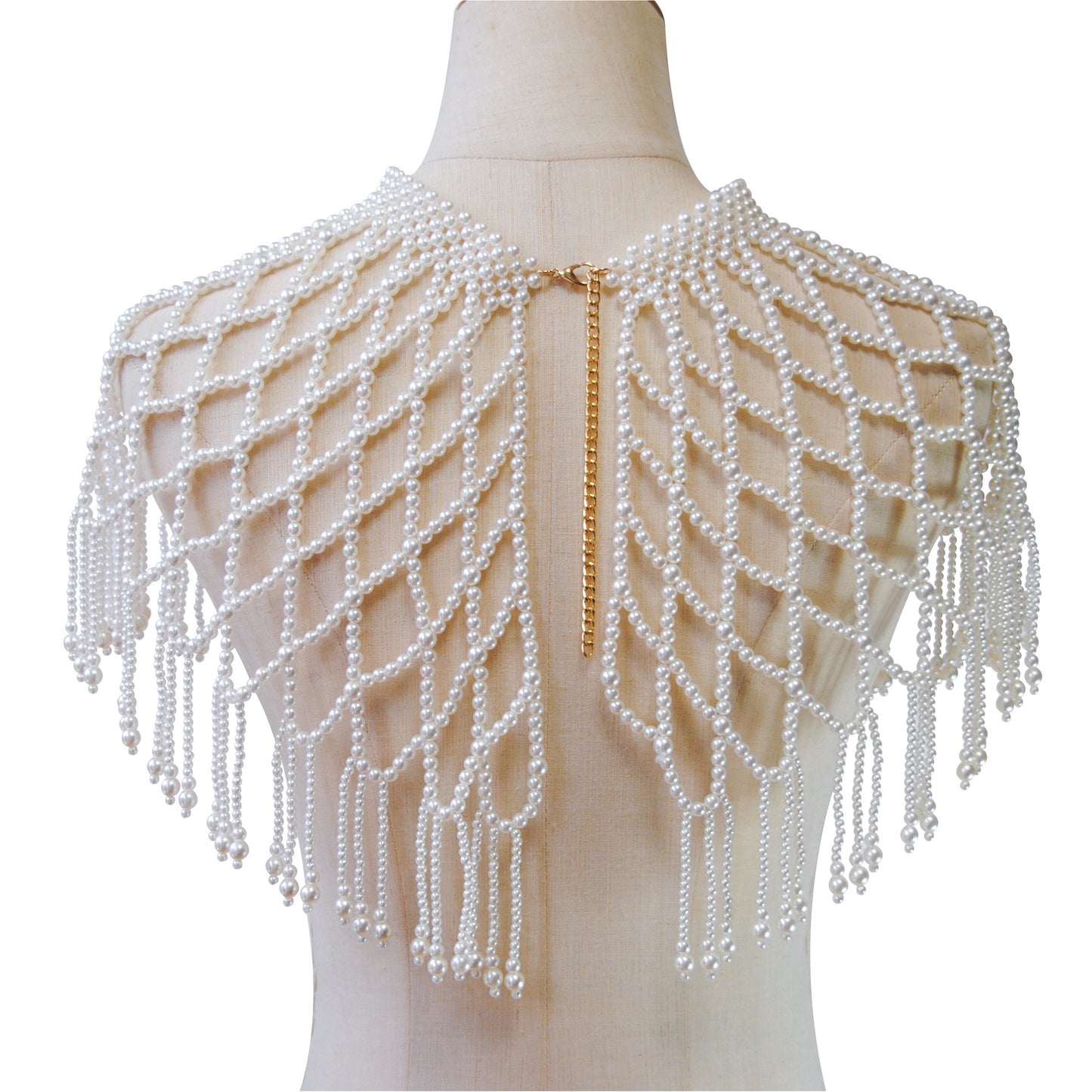 New pearl tassel heavy industry handwoven shawl chest chain wave dress wedding dress clothing accessories body chain
