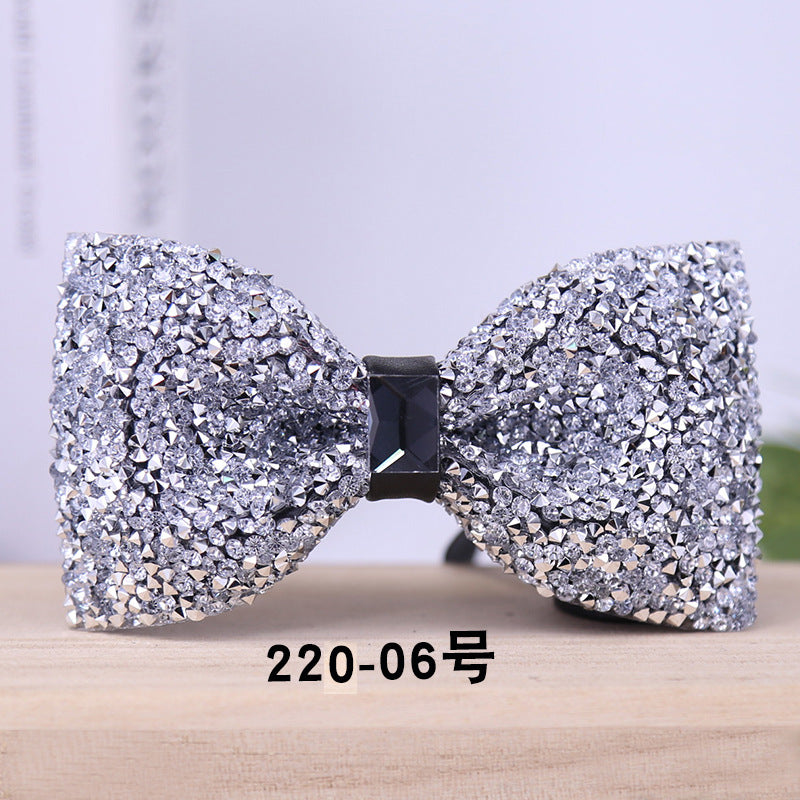 multi-color bow tie crystal starry rhinestone banquet nightclub super flash diamond wedding groom clay collar