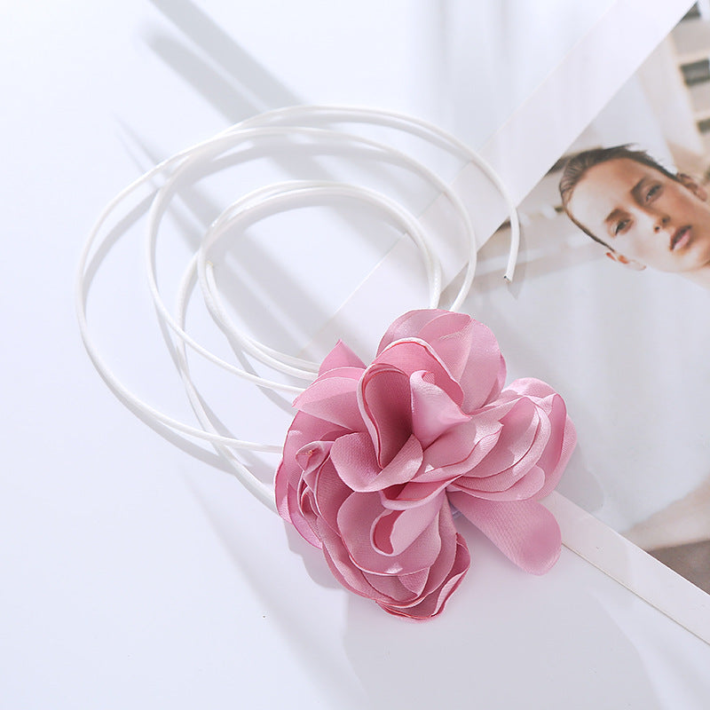 Black three-dimensional flower tie rose necklace neck flower neckband tie neck accessories collar cross-border new accessories